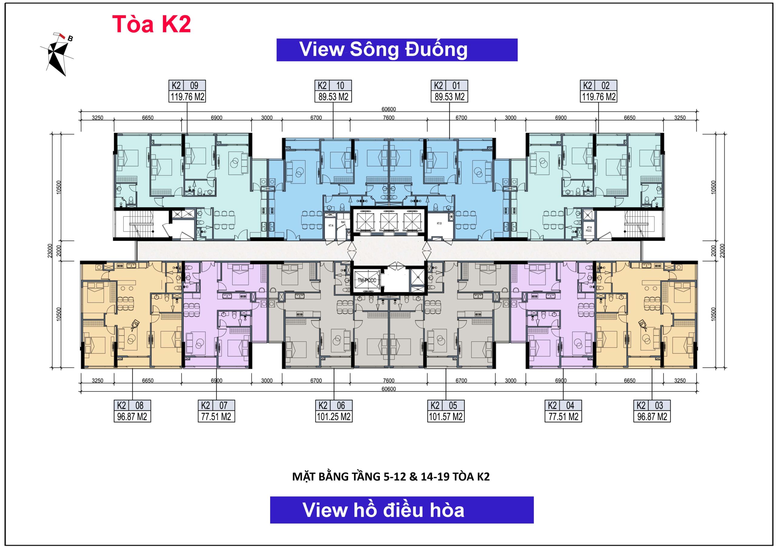 Mặt bằng tòa K2 Chung Cư Khai Sơn City