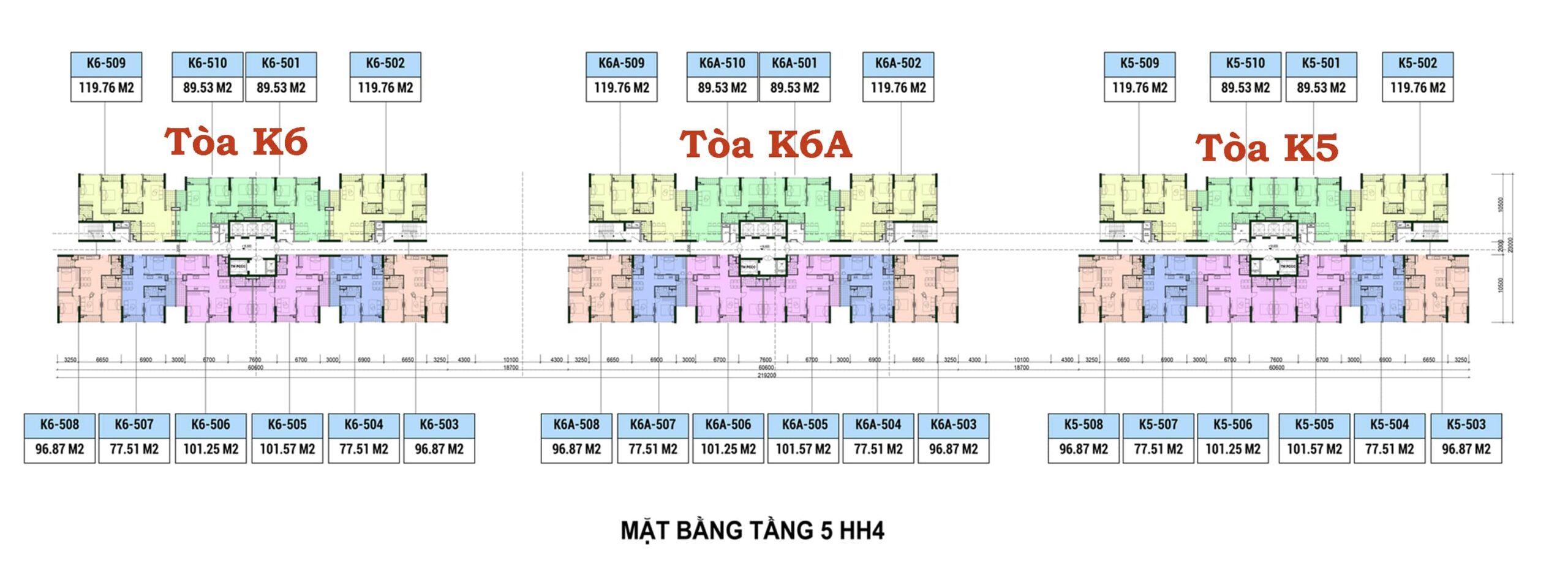 Mặt bằng K5, K6A, K6 Chung cư khai sơn city