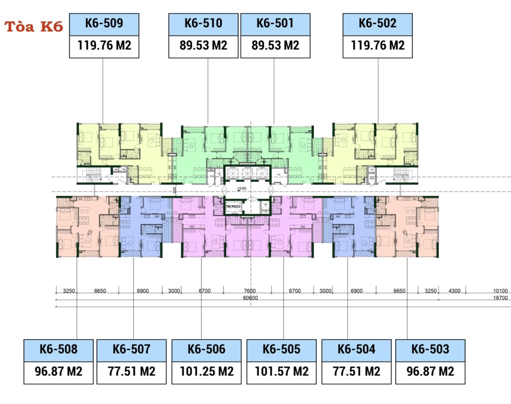 Mặt bằng tòa K6 Chung Cư Khai Sơn City