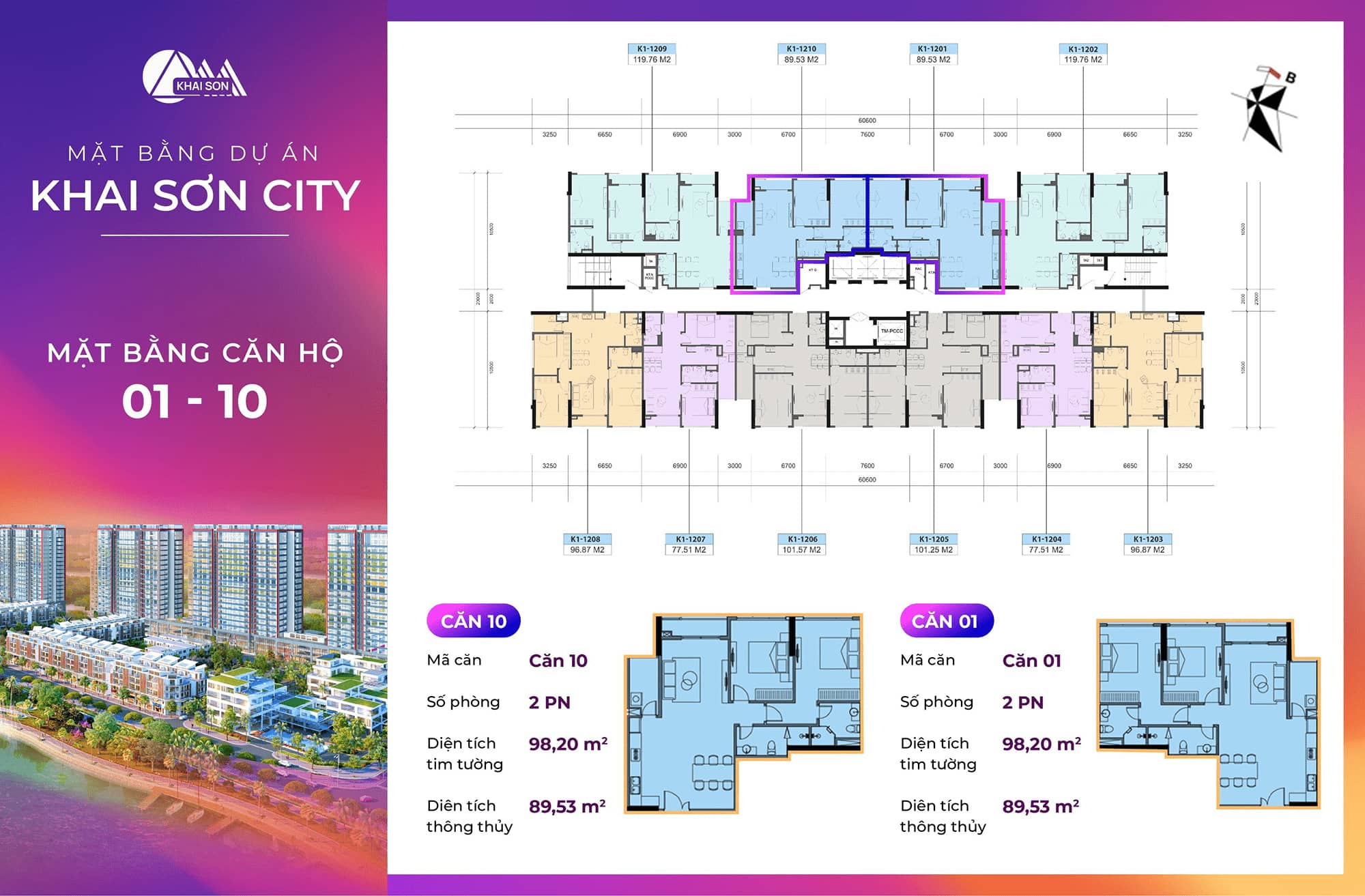 Căn 1 và căn 10 Chung cư khai sơn city