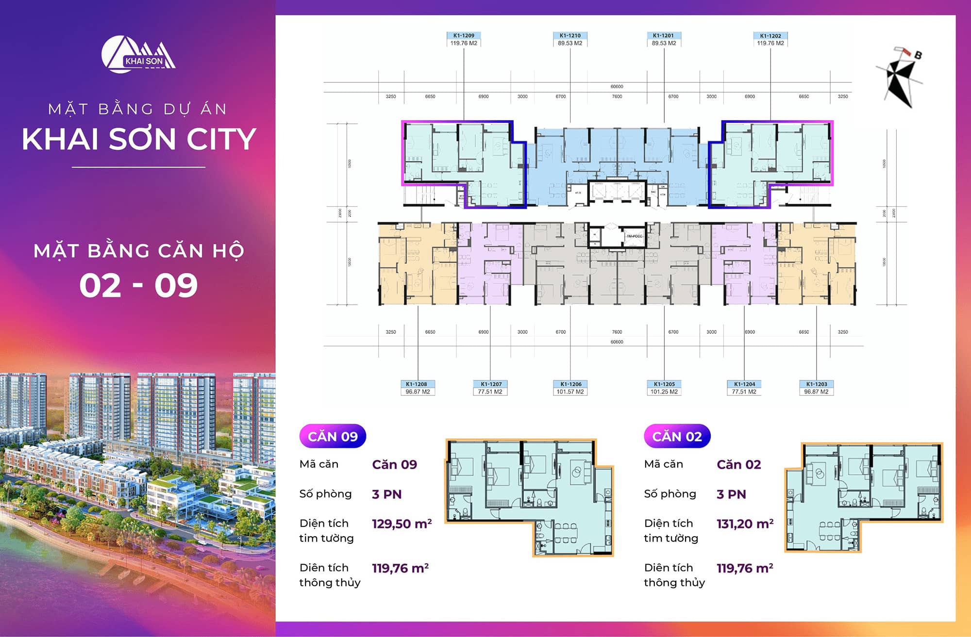 Căn 2 và căn 9 Chung cư khai sơn city