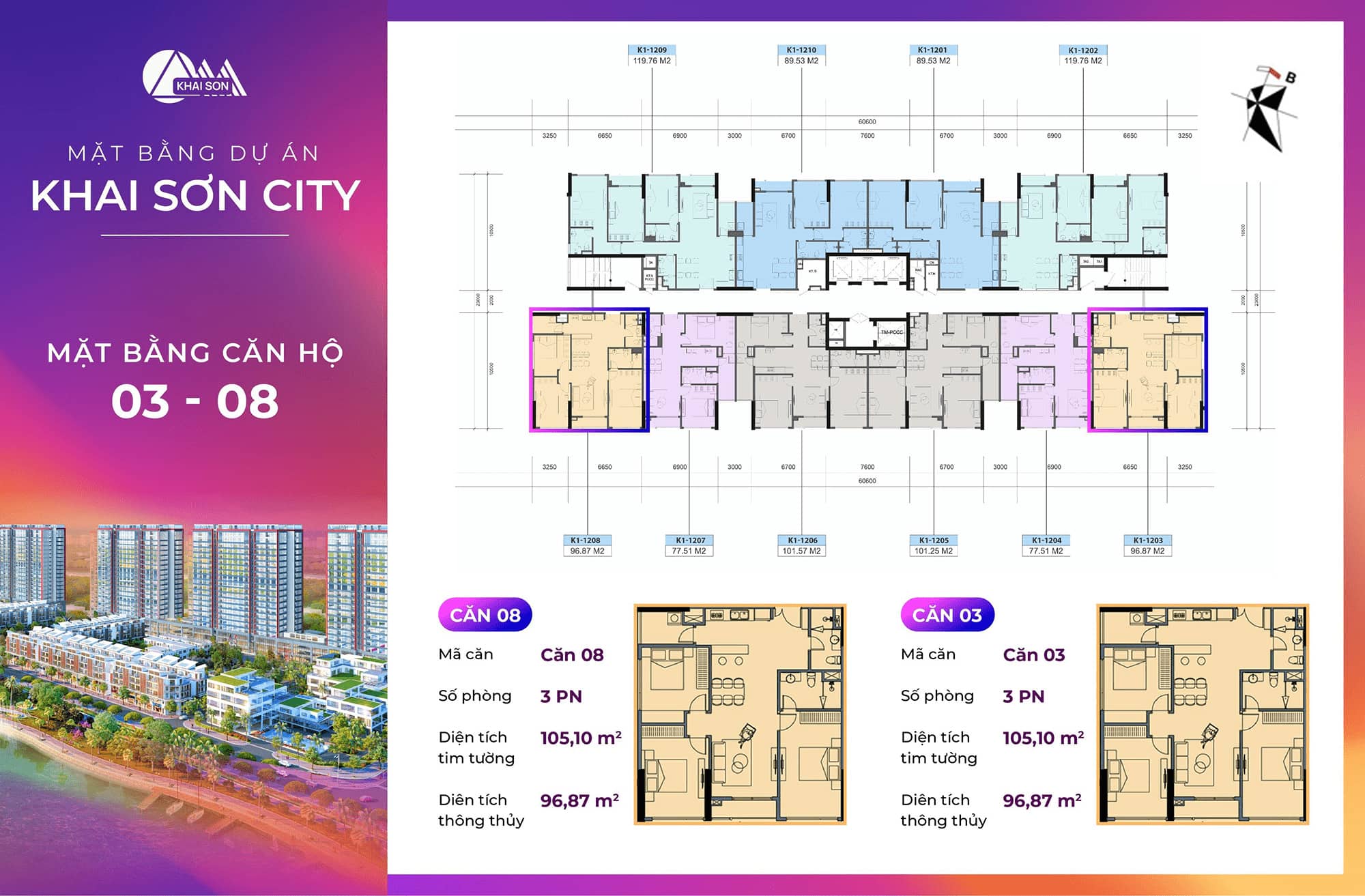 Căn 3 và căn 8 Chung cư khai sơn city