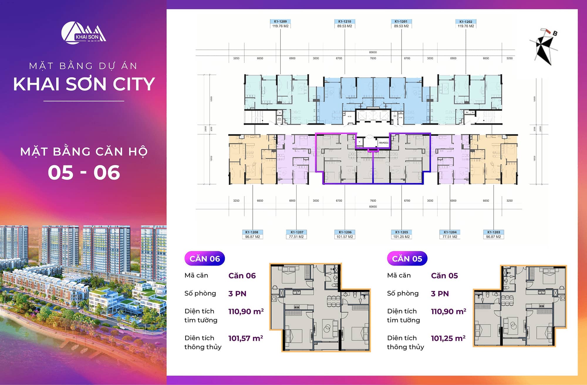 Căn 5 và căn 6 Chung cư khai sơn city