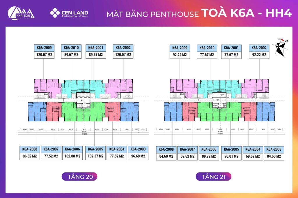 Mặt bằng Penthouse toà K6A Khai Sơn City
