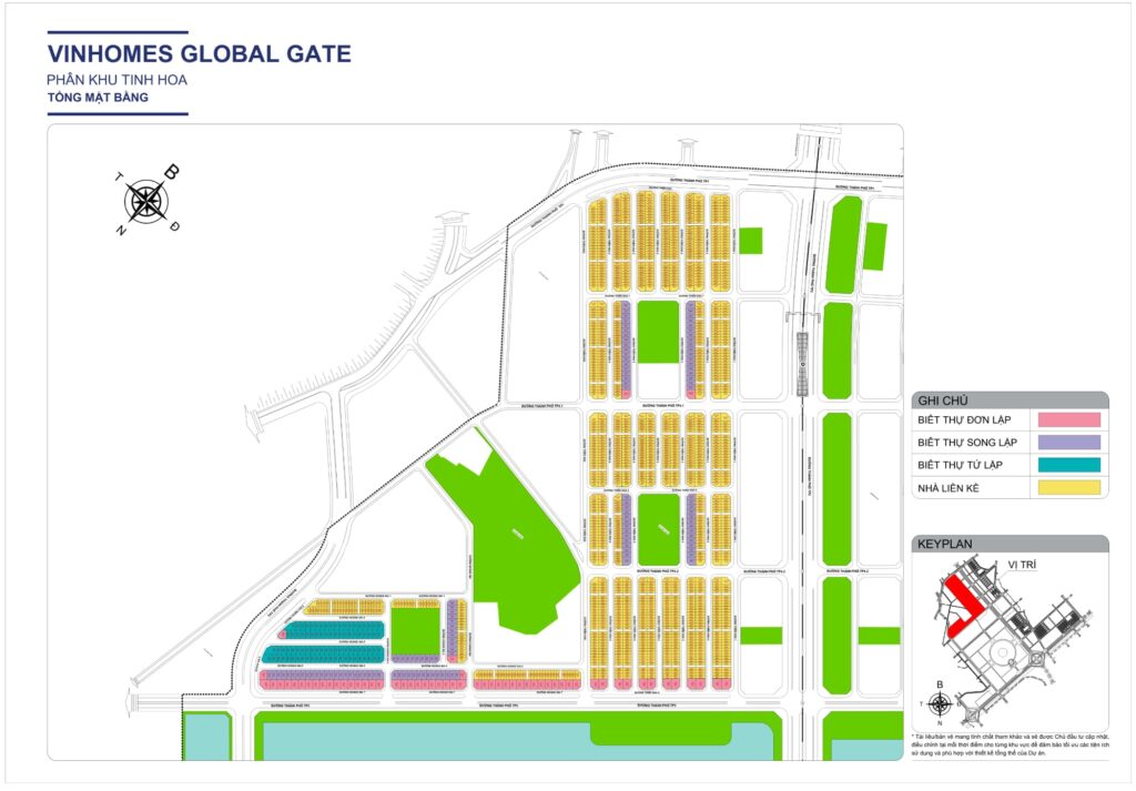 Mặt bằng Phân khu Tinh Hoa Vinhomes Global Gate