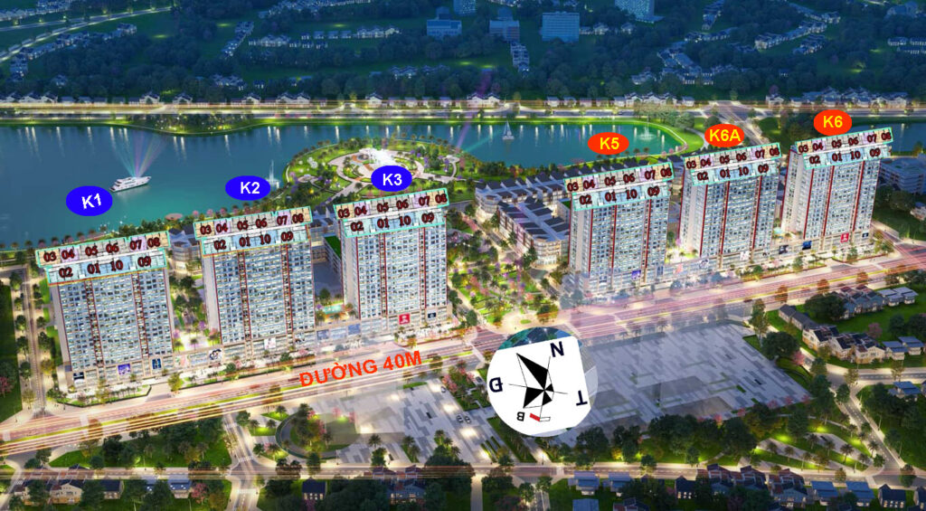 Tổng thể 6 tòa K1 đến k6