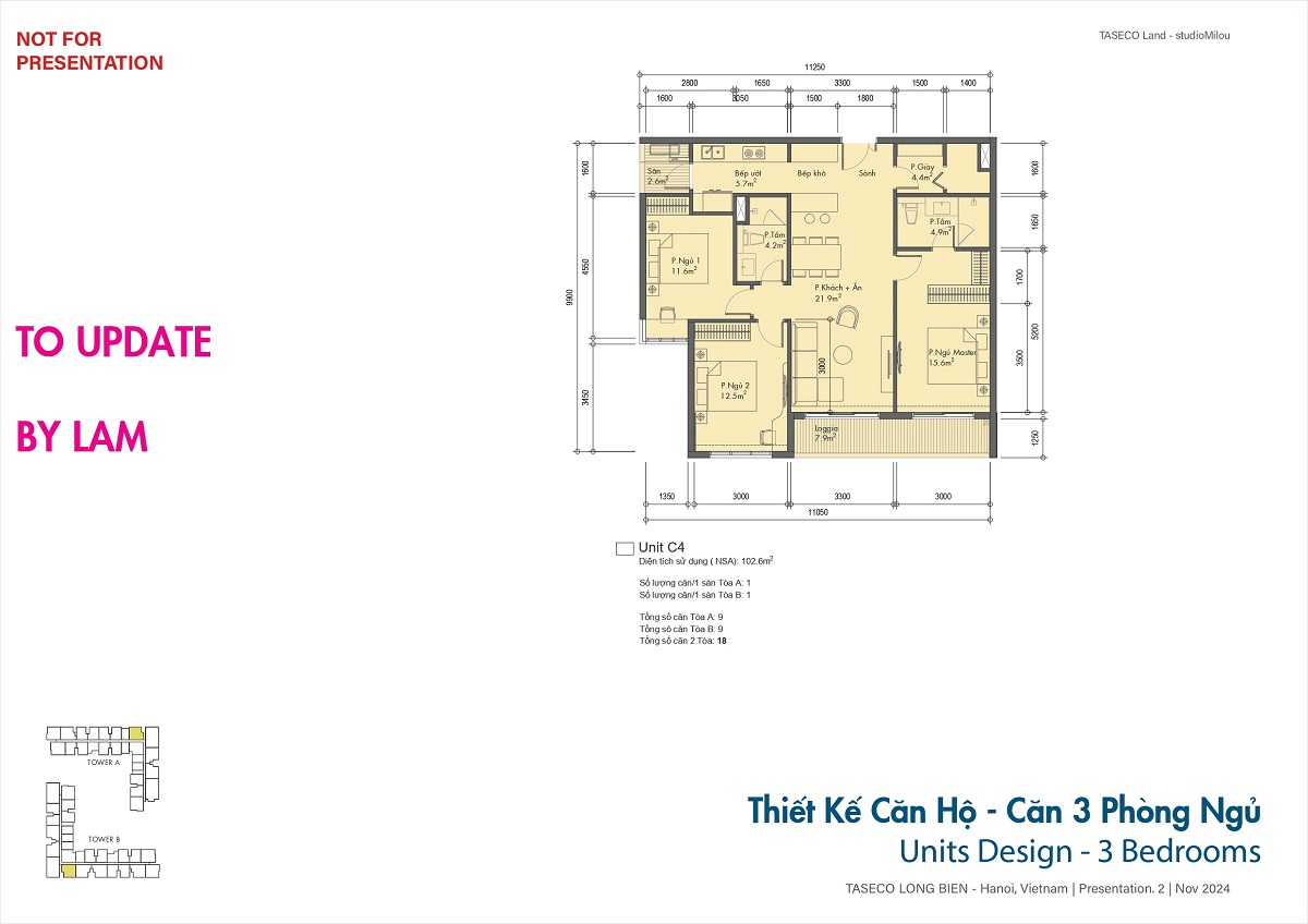 Căn hộ 3 Phòng Ngủ Long Biên Central