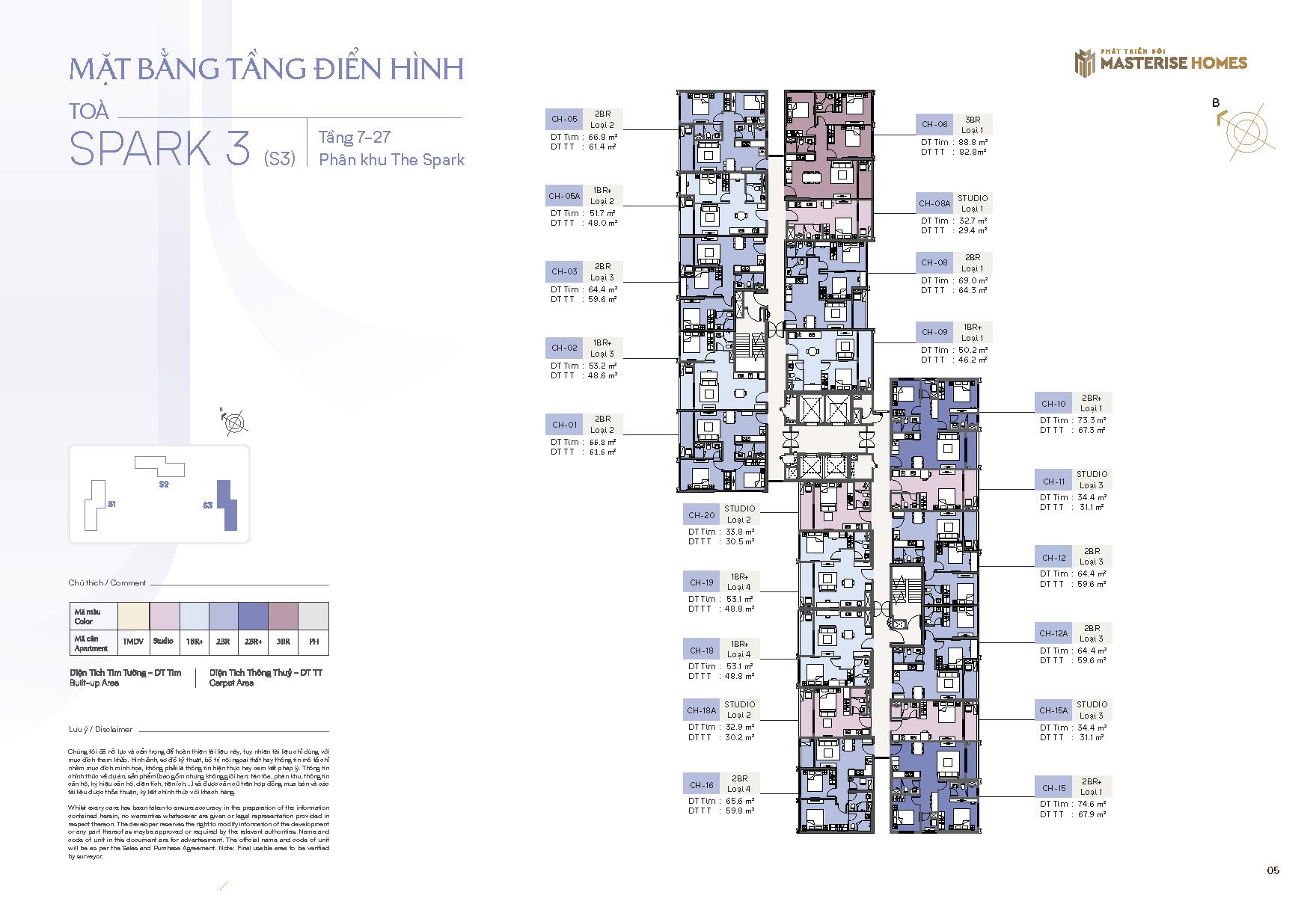 Mặt bằng toà S3 Masteri Era Landmark