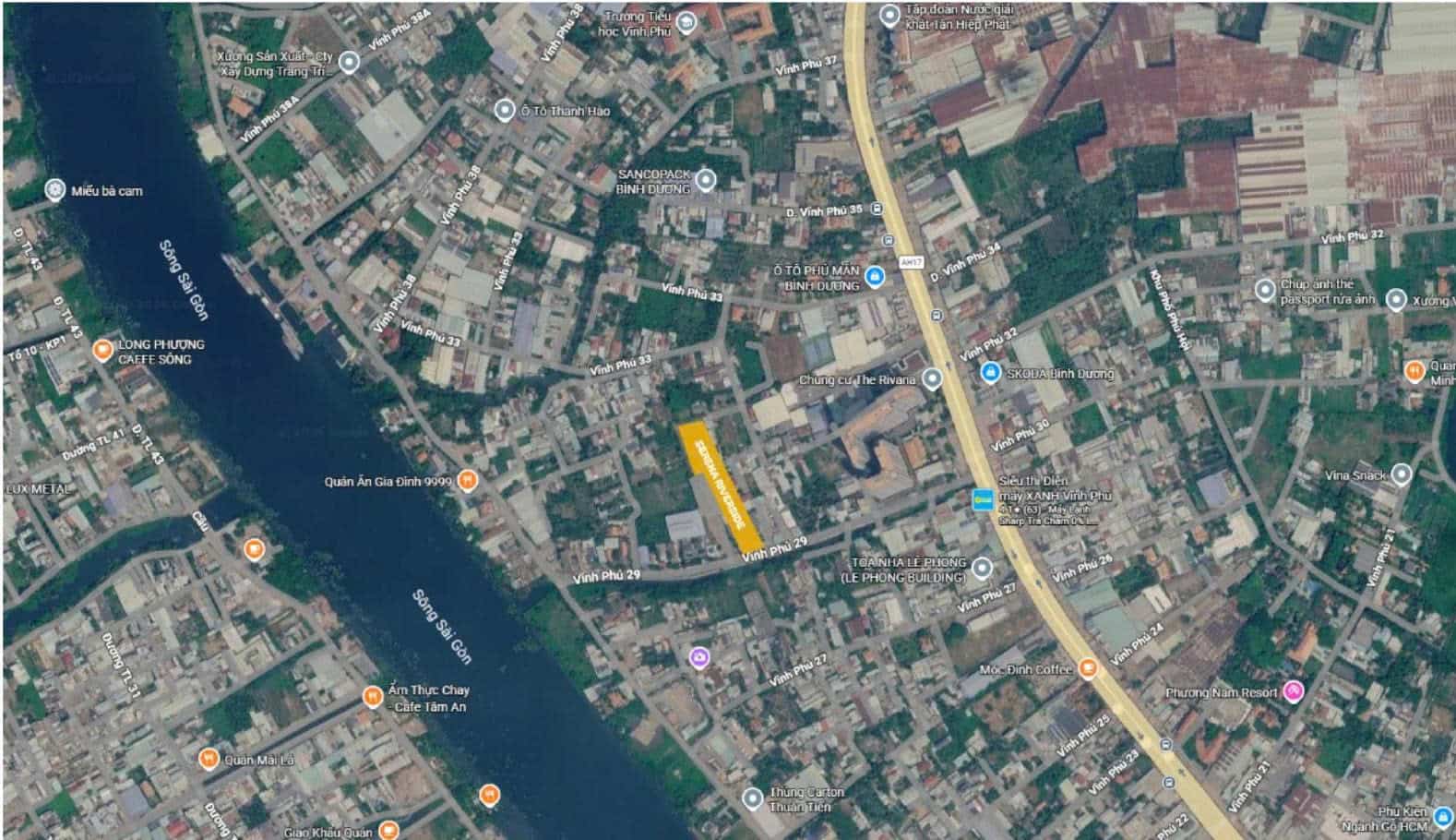 Vị trí thực tế dự án căn hộ Serena Riverside tại đường Vĩnh Phú 29